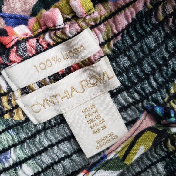Cynthia Rowley Tropical Print Linen Dress Size 14 - Picture 10 of 10